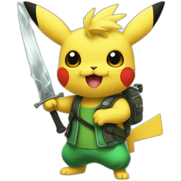 pikatchu avec un sabre lazer vert emoji