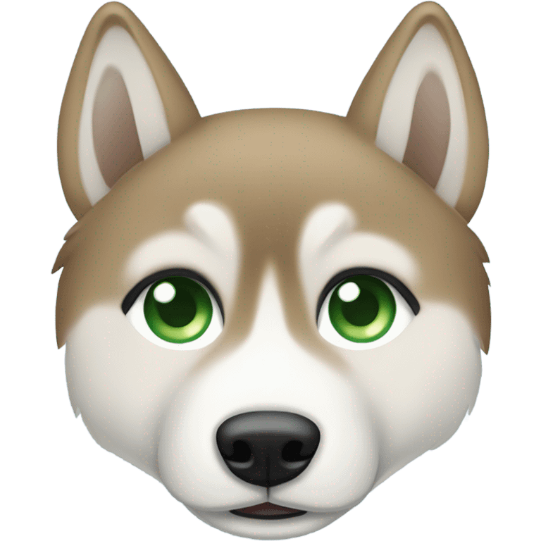 light brown and white husky with one blue eye and one green ey emoji