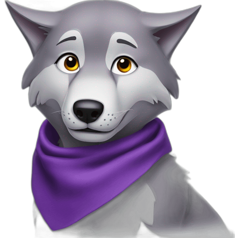 wolf from the jungle book with a purple scout neckerchief emoji