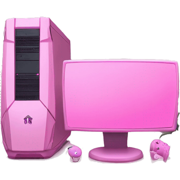 KAWAII PINK GAMING COMPUTER SETUP WITH RGB PINK GIRLY gaming setup LIGHTPINK emoji