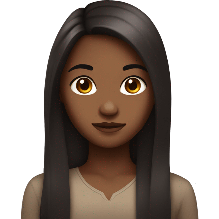 Girl with brown skin, brown eyes and dark long hair emoji