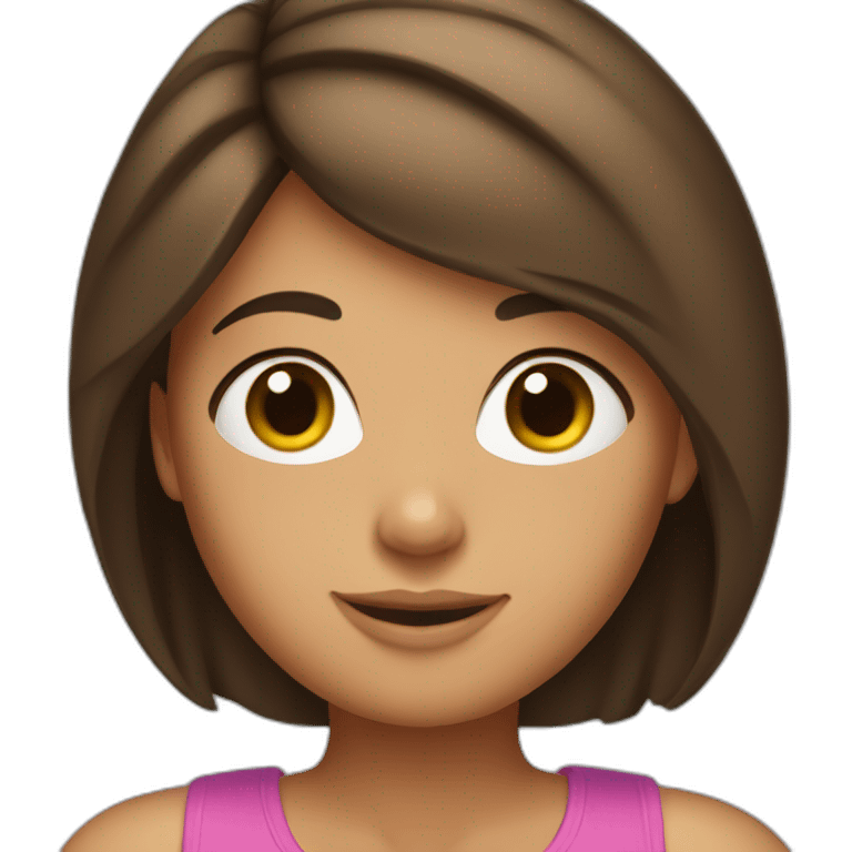 tanned brunette girl with bobbed hair  emoji