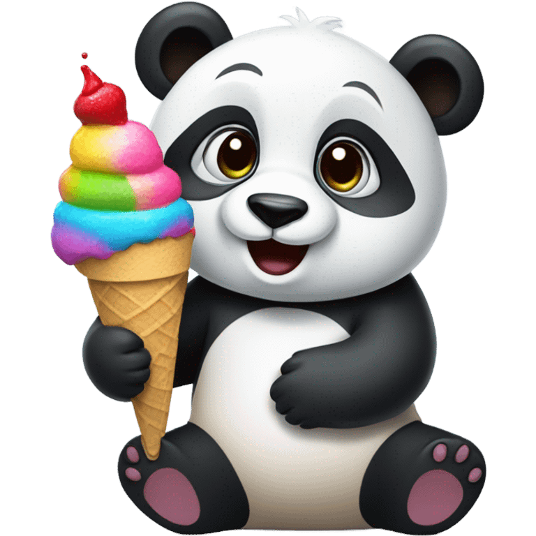 Panda eating ice cream emoji