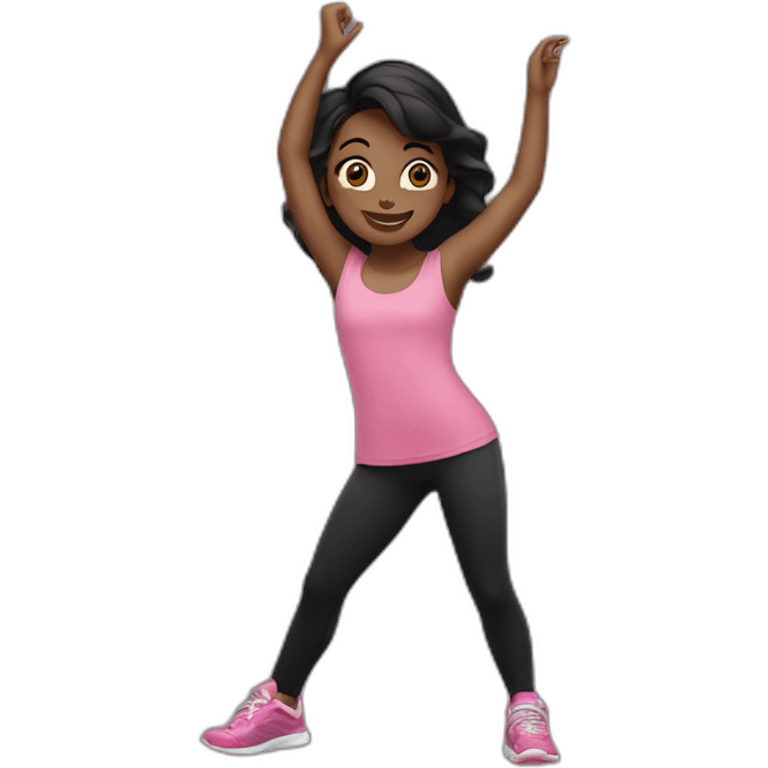 Girl dancing in black leggings and pink top emoji