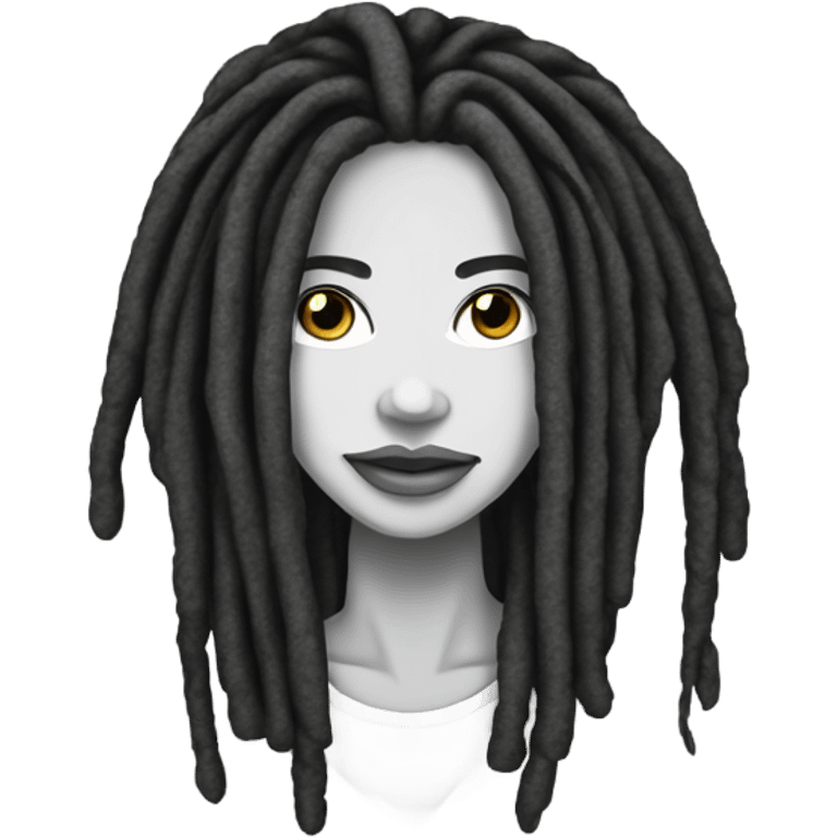 Outline black and white light-skinned dark dreadlocks beauty portrait emoji