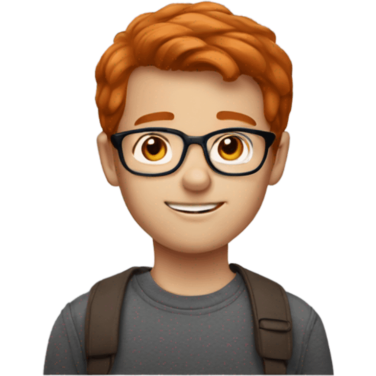 A redhead boy with brown glasses emoji