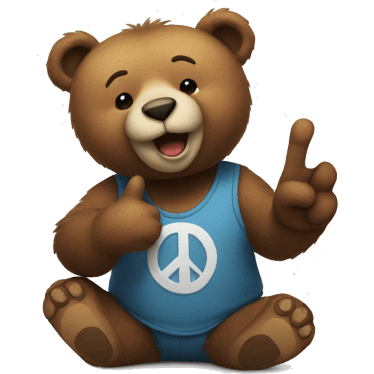 A bear doing a peace sign  emoji