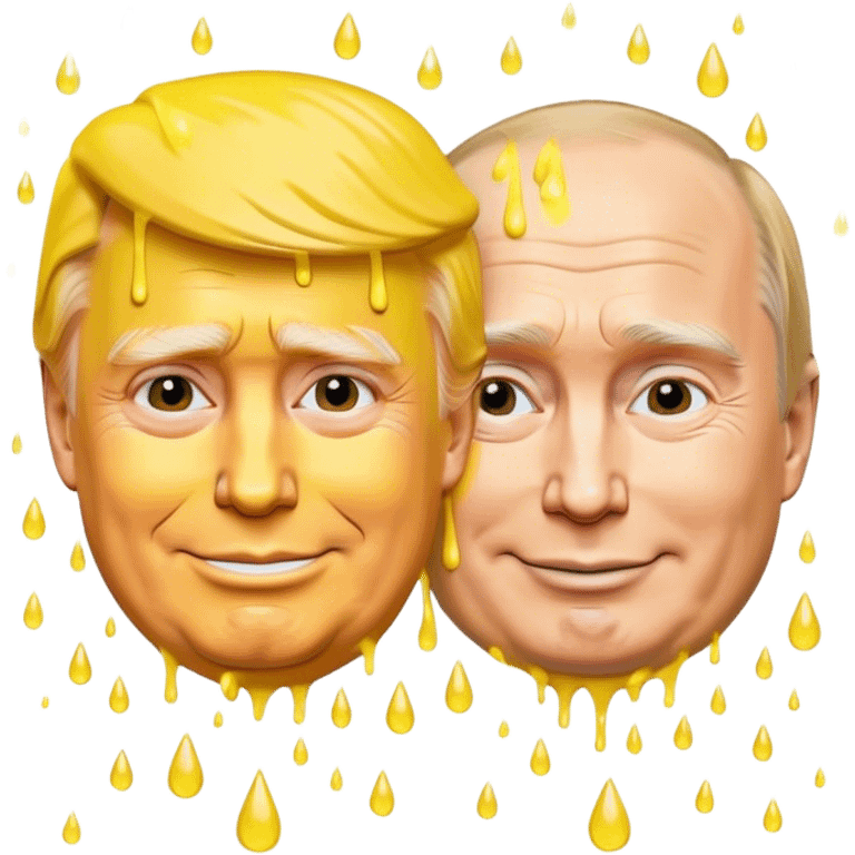 Trump soaked by yellow rain with Putin smiling  emoji