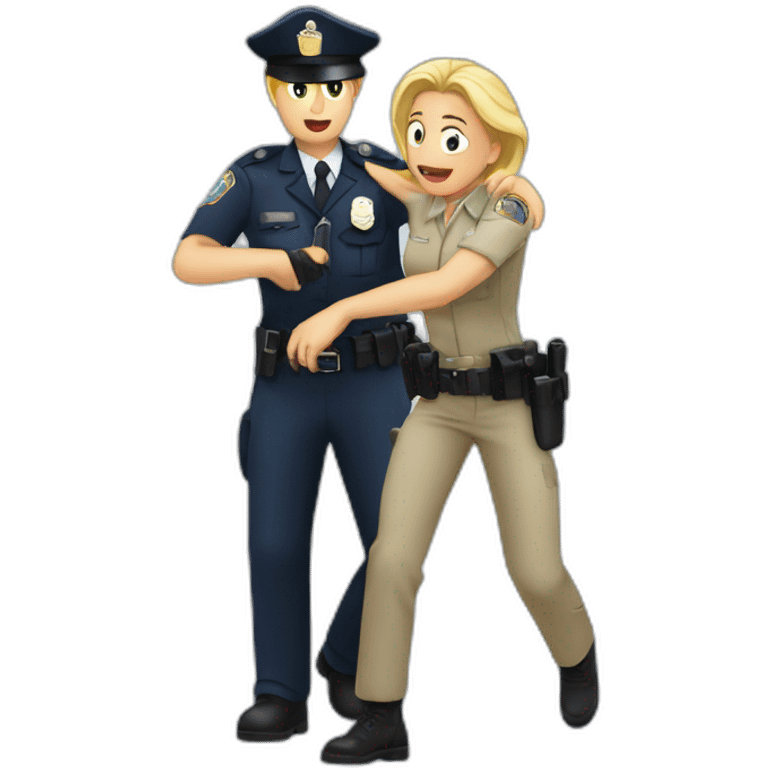 Lady officer arresting a women emoji