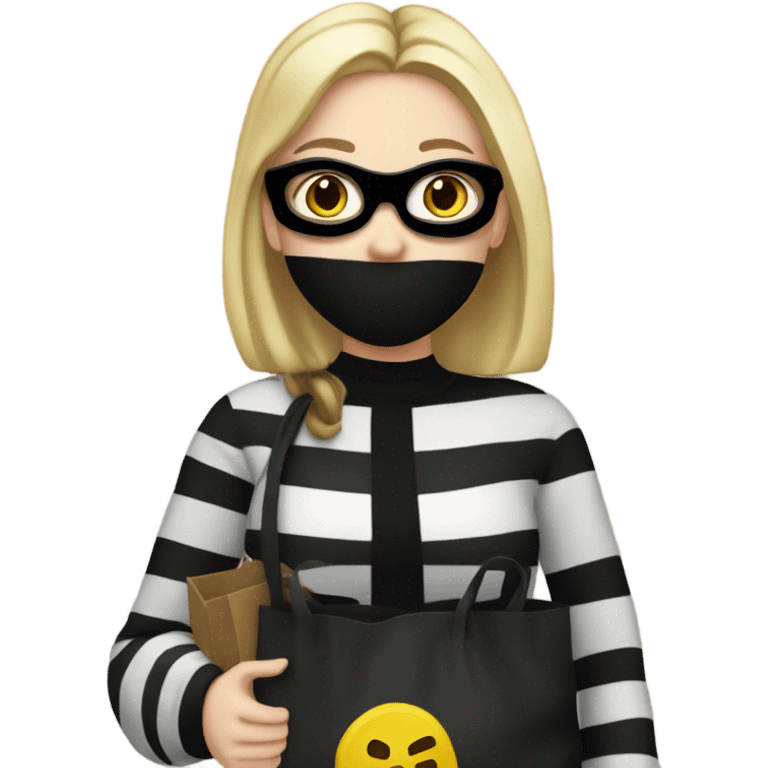 White blonde girl dressed as a burglar  emoji