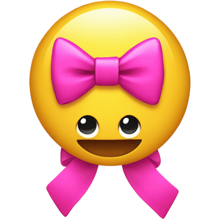 shiny pink bow on yellow emoji  emoji