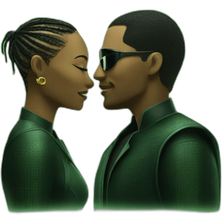 couple looking each other in matrix backgroud emoji