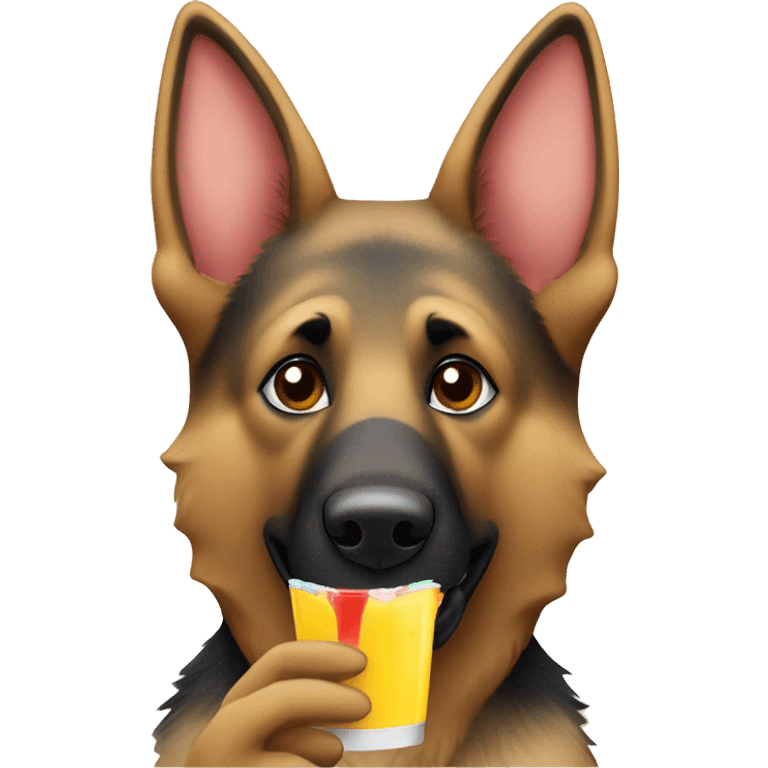 german shepherd fursona character drinking a juice box  emoji