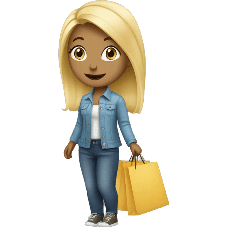 Blonde girl going to shop called Lewiatan  emoji