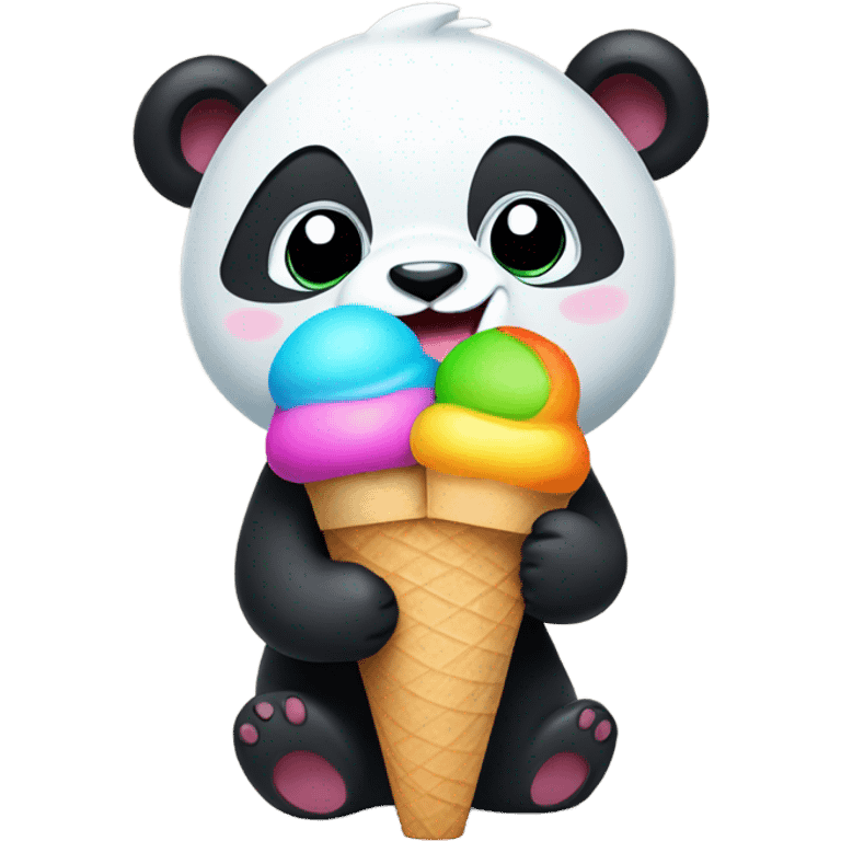 Panda eating ice cream emoji