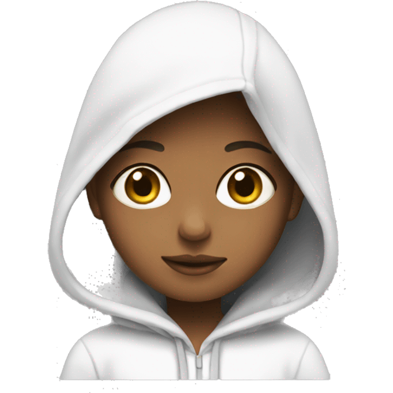 Girl wearing white hoodie emoji