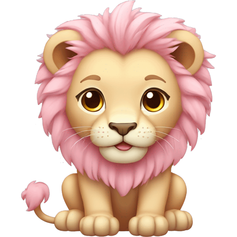 Pastel Pink Chibi Kawaii Cartoon Lion emoji