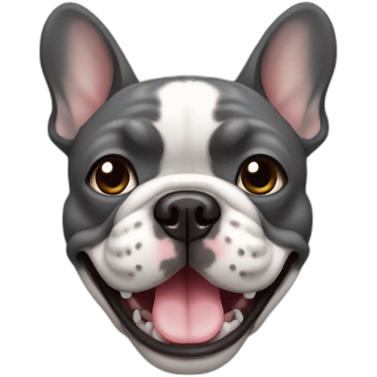 female Dark Grey French bulldog smiling face emoji