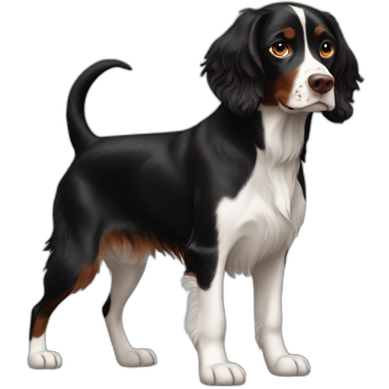 mega black Brittany spaniel dog emoji