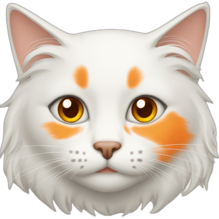 white long hair cat with orange spot on face and orange tail emoji