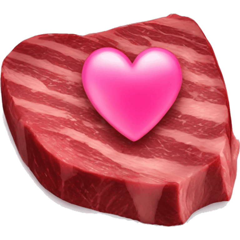 steak with a pink heart emoji