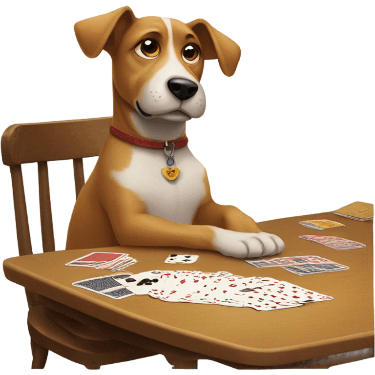 dog playing a card game emoji