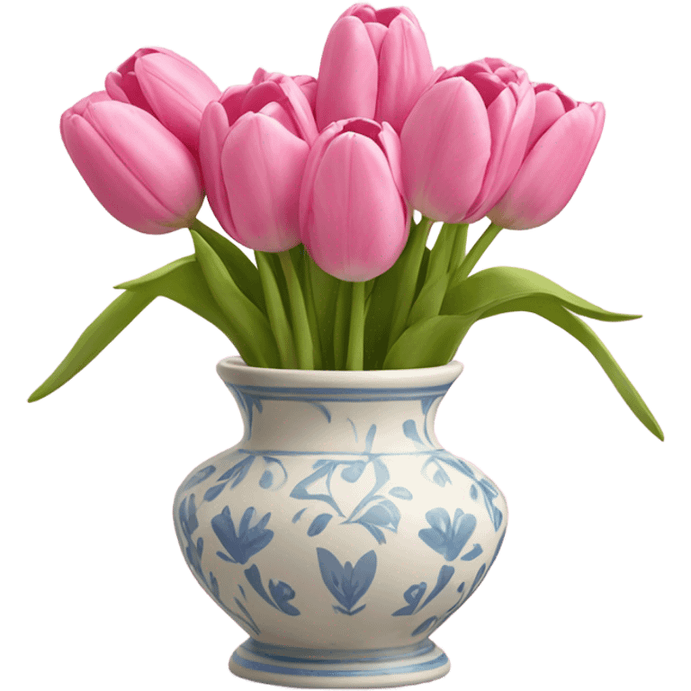 Pink tulips in cute vase emoji