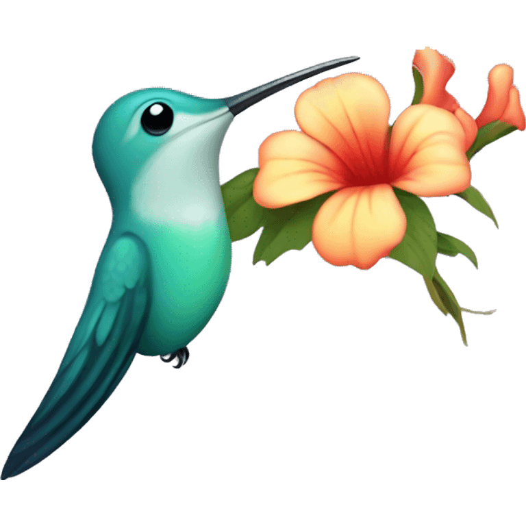 hummingbird Bird with long tail and flowe emoji