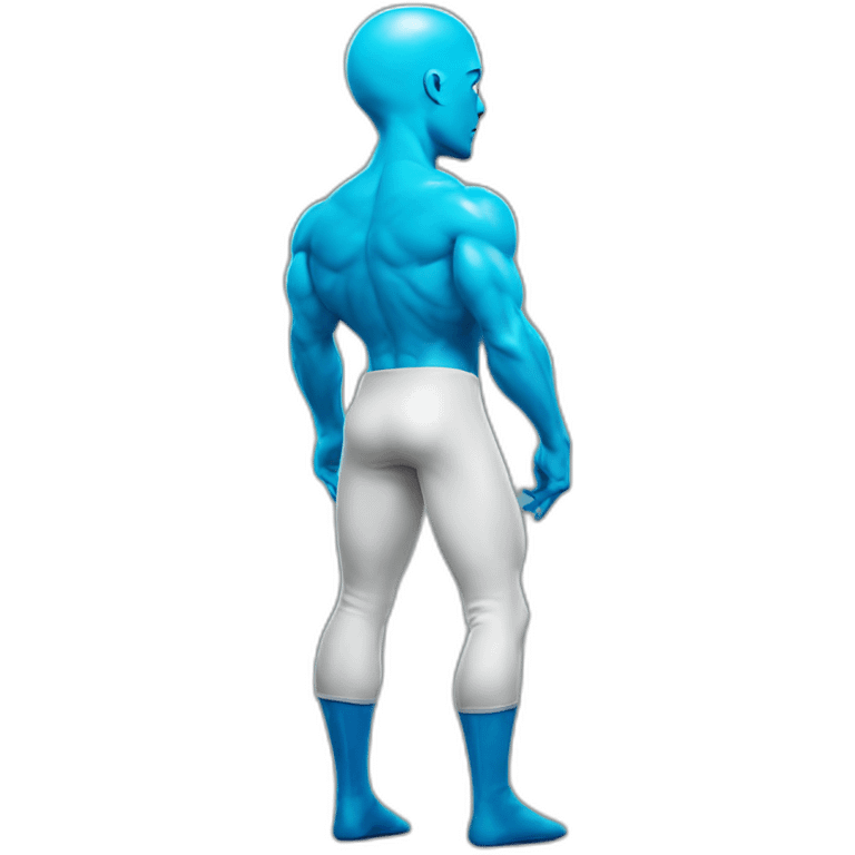 dr manhattan low squat dance back view head turn facing me emoji