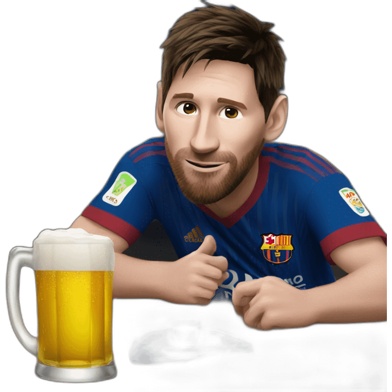 Messi drinking beer emoji