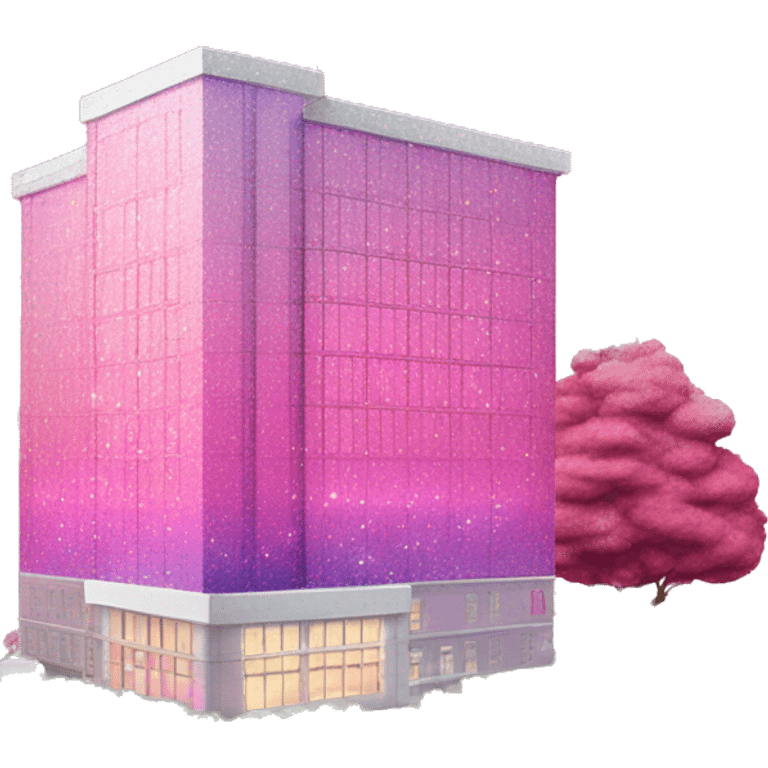 Pink ombre hospital building with glitter emoji