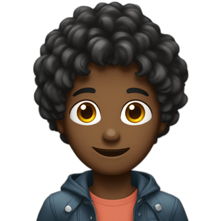 Garçon cheveux noir qui prend une photo  emoji