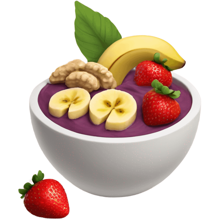 Strawberry açaí bowl with peanut butter and bananas on top  emoji