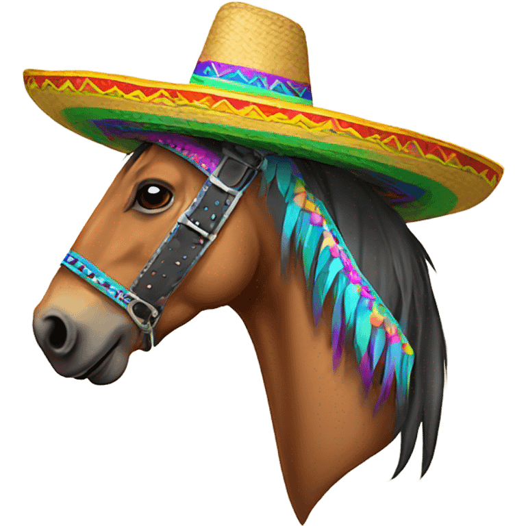 Horse head with sombrero emoji