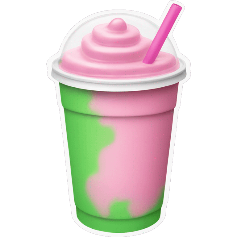 Pink boba green tea plastic cup realistic emoji