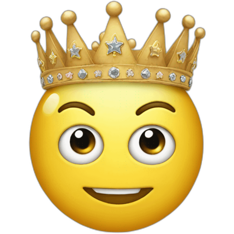 Emoji with star in eyes with a crown emoji