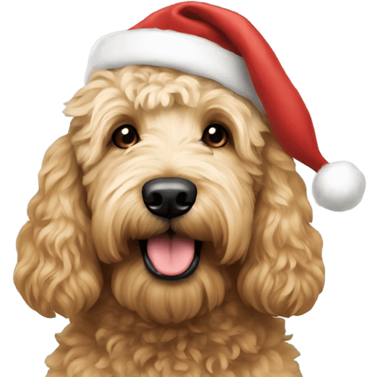 Goldendoodle with Santa hat emoji