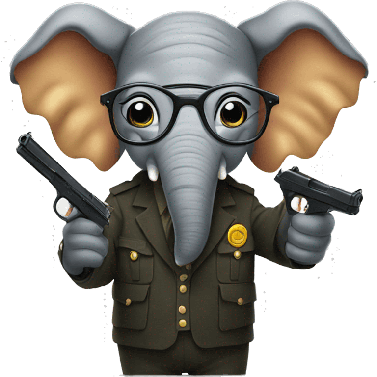 elephant in glasses with guns emoji