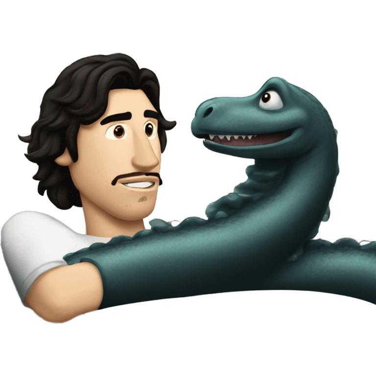 Adam driver in couch with black Loch Ness monster watching a movie  emoji