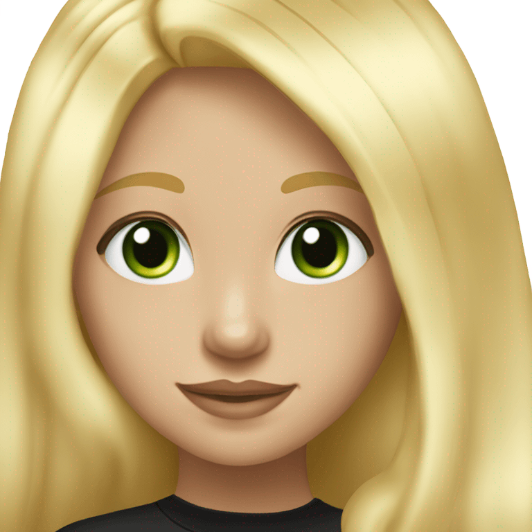 pretty long blonde girl slanted green eyes gold jewlery light skin black shirt emoji