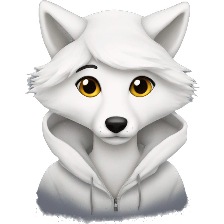 White fox hoodie emoji