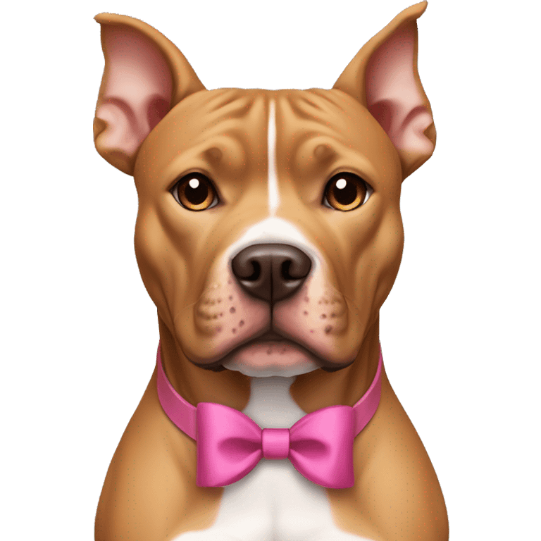 Light brown pitbull ears CROPPED small, with a bow collar emoji