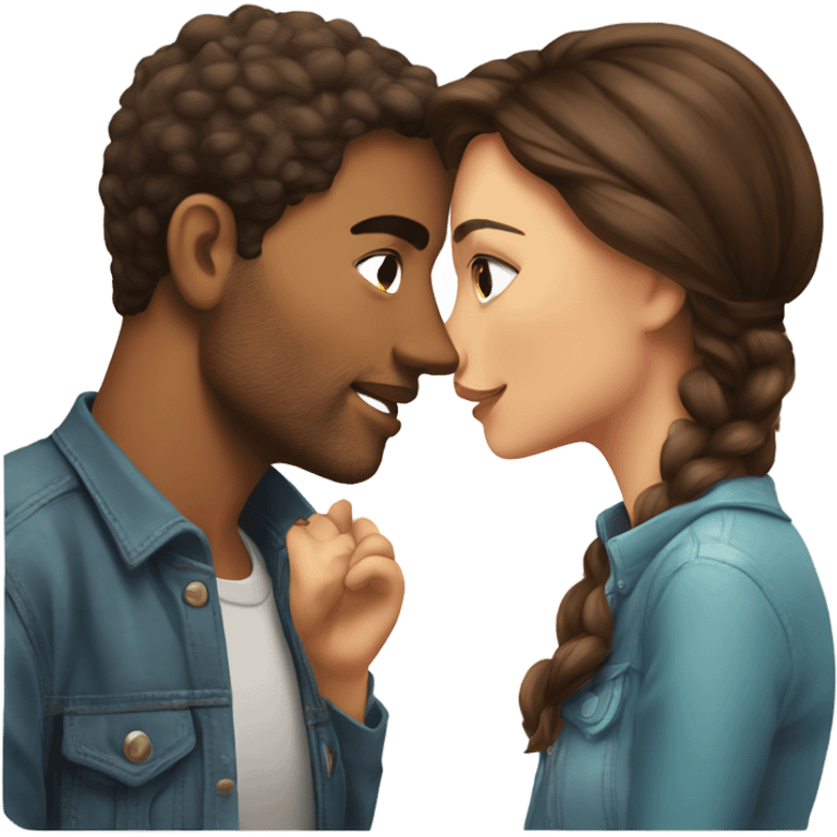 Lovely couple kiss brune girl emoji