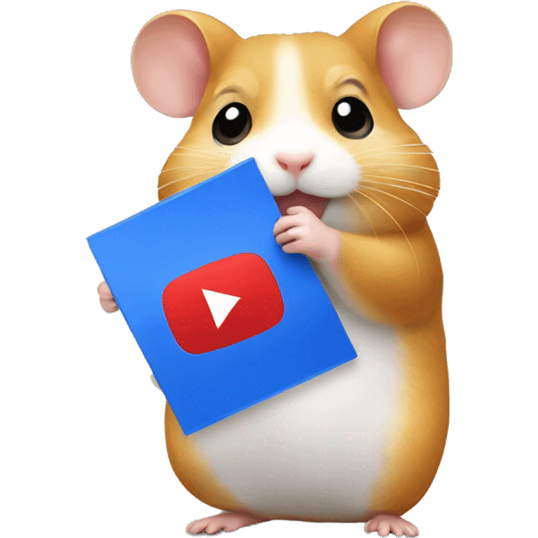 hamster holding a YouTube award emoji