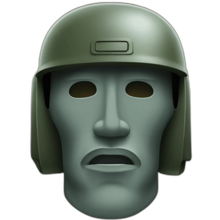 Moai avec un casque militaire emoji