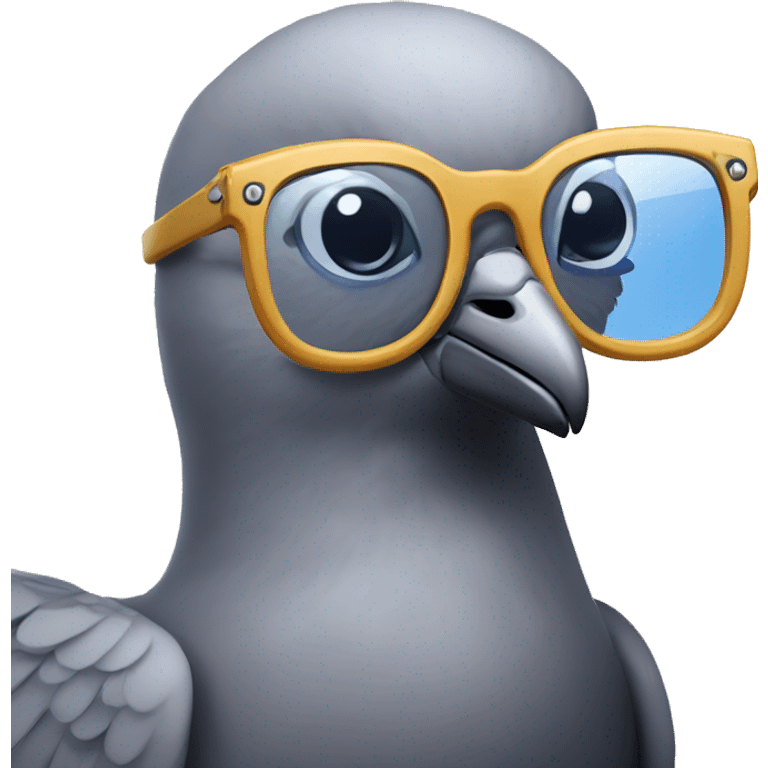 A pigeon wearing a big pair of funky glasses  emoji