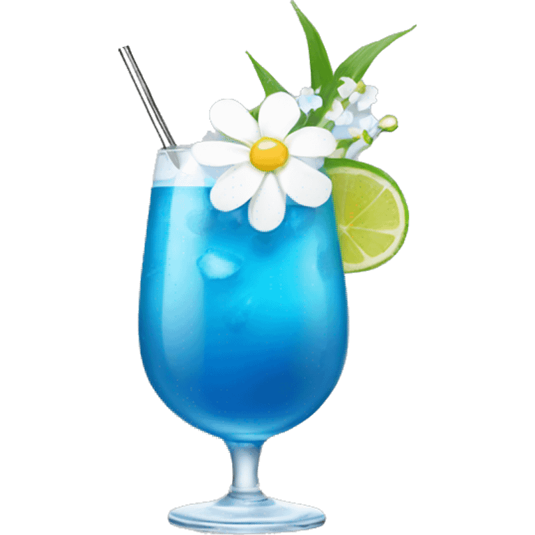 Blue Cocktail with white flowers emoji