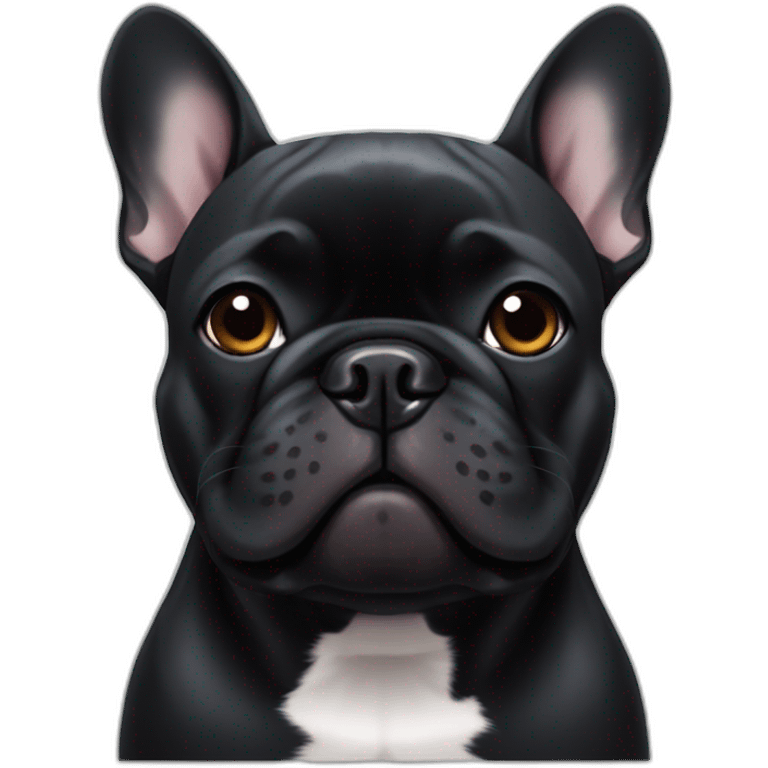 Black French bulldog posing like a seal emoji