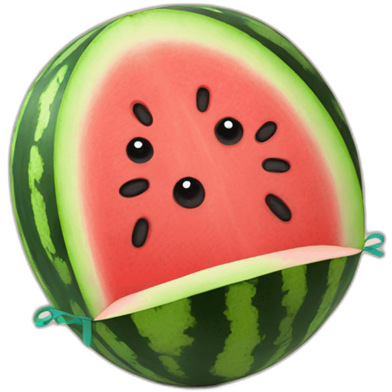 watermelon with rubber bands wrapped around it emoji