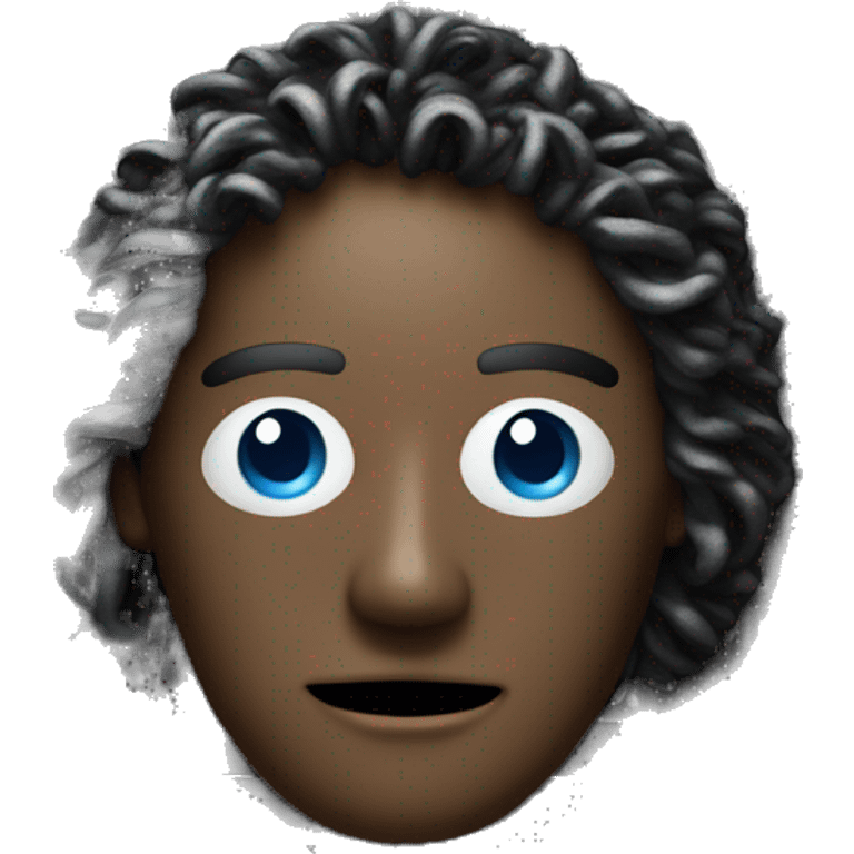 realistic, detailed, 3d black floppy disk with blue face emoji